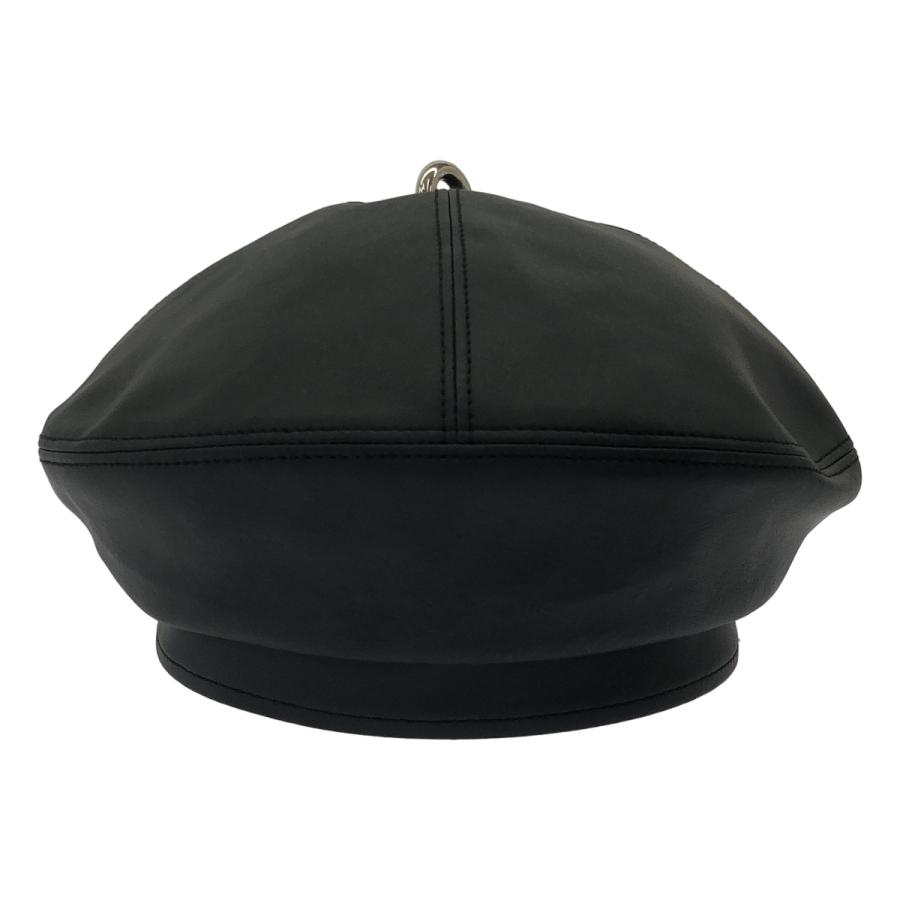 ca4la 黒 レザー 販売 ベレー帽 カシラ レザー調 ベレー帽 ジッパー