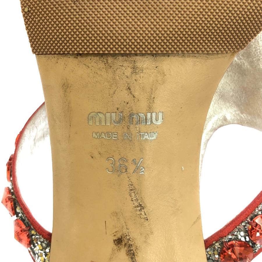 miu miu ミュウミュウ グリッタークリスタルストラップヒールサンダル  シルバー 36 1/2 miu miu ミュウミュウ グリッタークリスタルストラップヒールサンダル