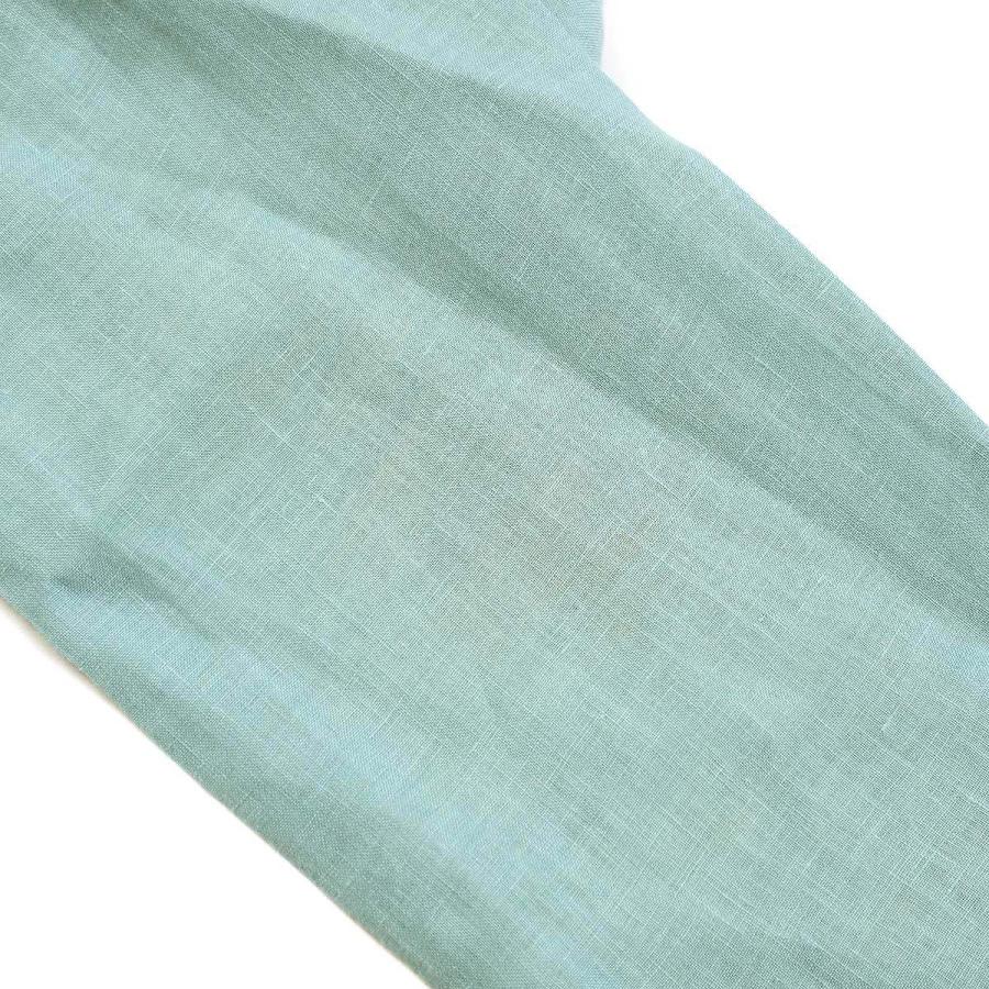 HERMES エルメス 22SS リネンバンドカラーシャツ ターコイズ