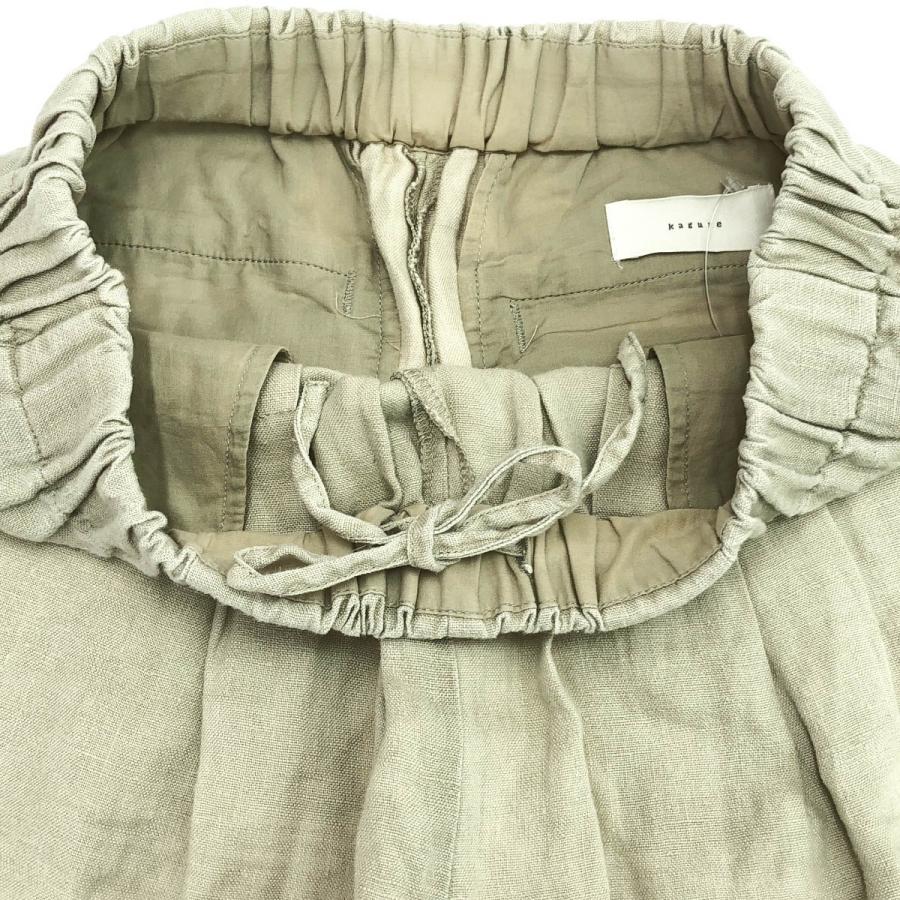 即日発送可！今期＊新品 かぐれ　リネンイージーパンツ ベージュ かぐれ - 新品タグ付◉ かぐれ リネンプリントイージーパンツ