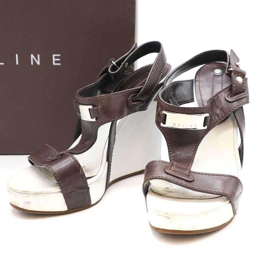 CELINE セリーヌ ウェッジソール ストラップサンダル ホワイト