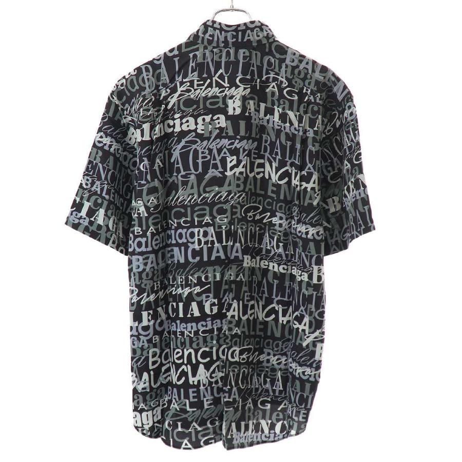 BALENCIAGA バレンシアガ 19SS ロゴシルクシャツ 556854 ブラック 37 