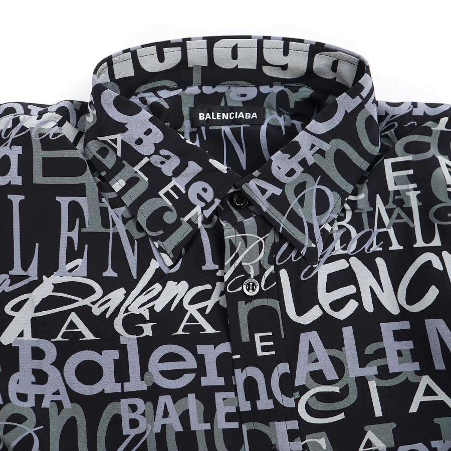 BALENCIAGA バレンシアガ 19SS ロゴシルクシャツ 556854 ブラック 37 