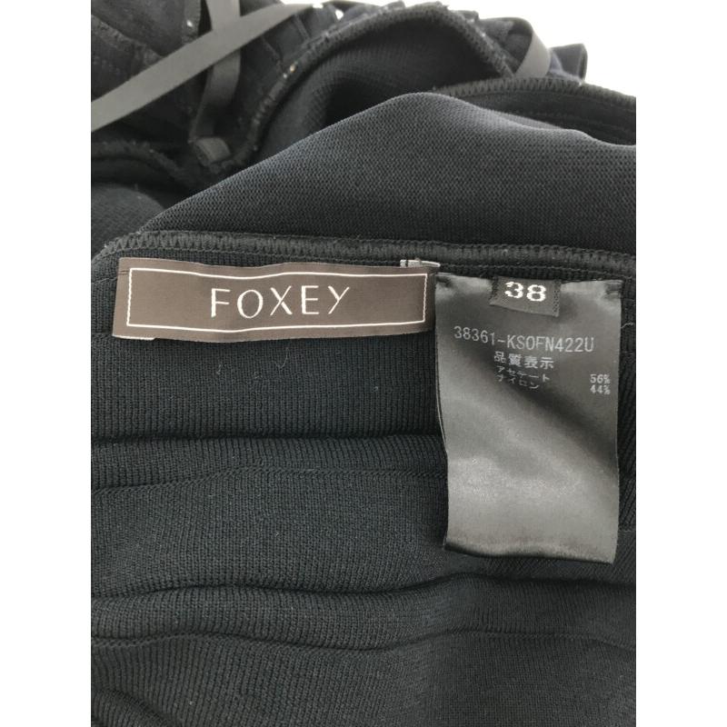 FOXEY フォクシー サイドプリーツニットドレスワンピース ブラック 38  