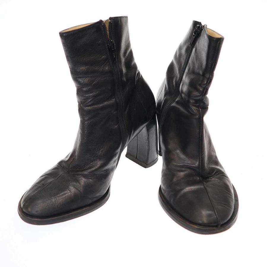ANN DEMEULEMEESTER アンドゥムルメステール カーブヒールサイドジップ 