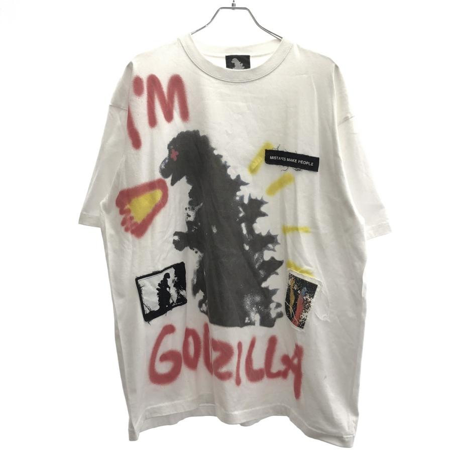 guernika×Godzilla ゲルニ×ゴジラ ハンドペイントTシャツ ブラック XXL