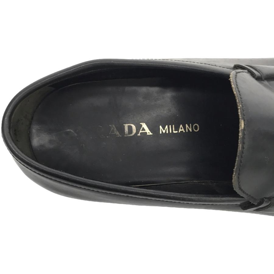 PRADA プラダ レザースクエアローファーシューズ ブラック  