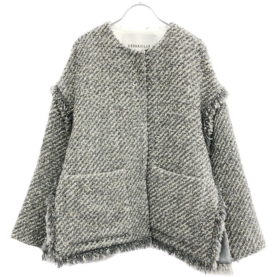DEPAREILLE デパリエ 22AW Tweed Jacket ツイードフリンジノーカラー