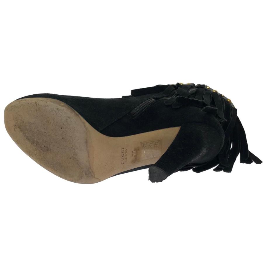 GUCCI（グッチ） レザーフリンジヒールブーツ 208729 ブラック 36