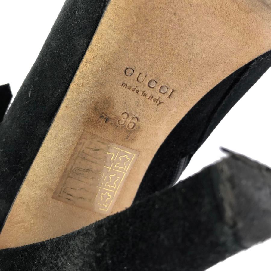 GUCCI（グッチ） レザーフリンジヒールブーツ 208729 ブラック 36 