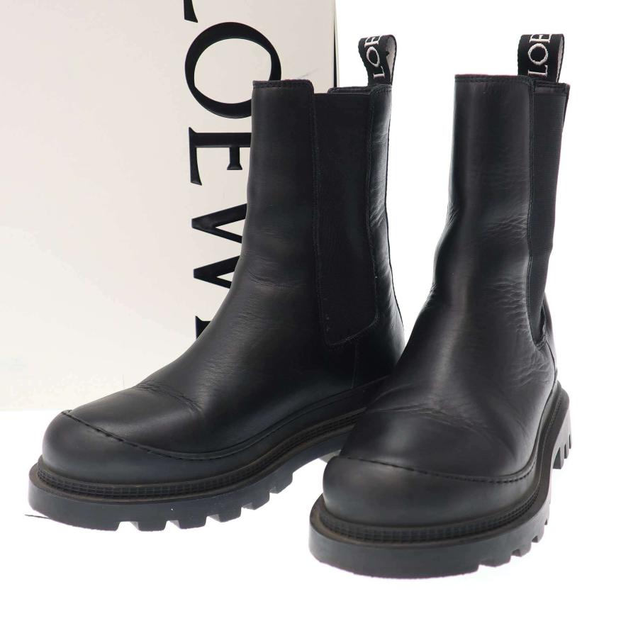LOEWE（ロエベ） ロゴテープレザーチェルシーブーツ ブラック