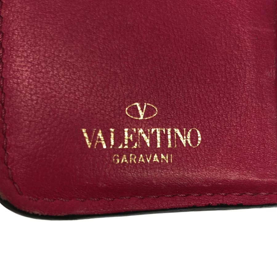 VALENTINO ヴァレンティノ コンパクトラウンドジップスタッズウォレット 財布  ピンク VALENTINO（ヴァレンティノ） コンパクトラウンドジップスタッズ
