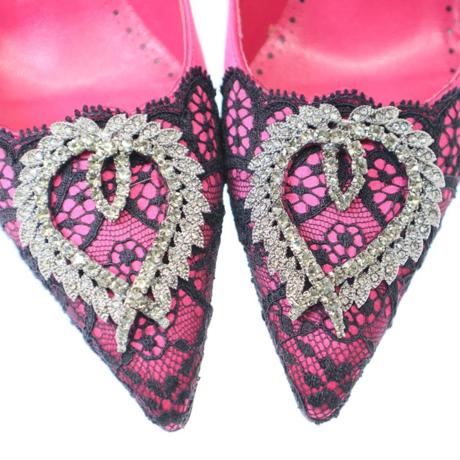 MANOLO BLAHNIK マノロブラニク レースビジュー サテンパンプス