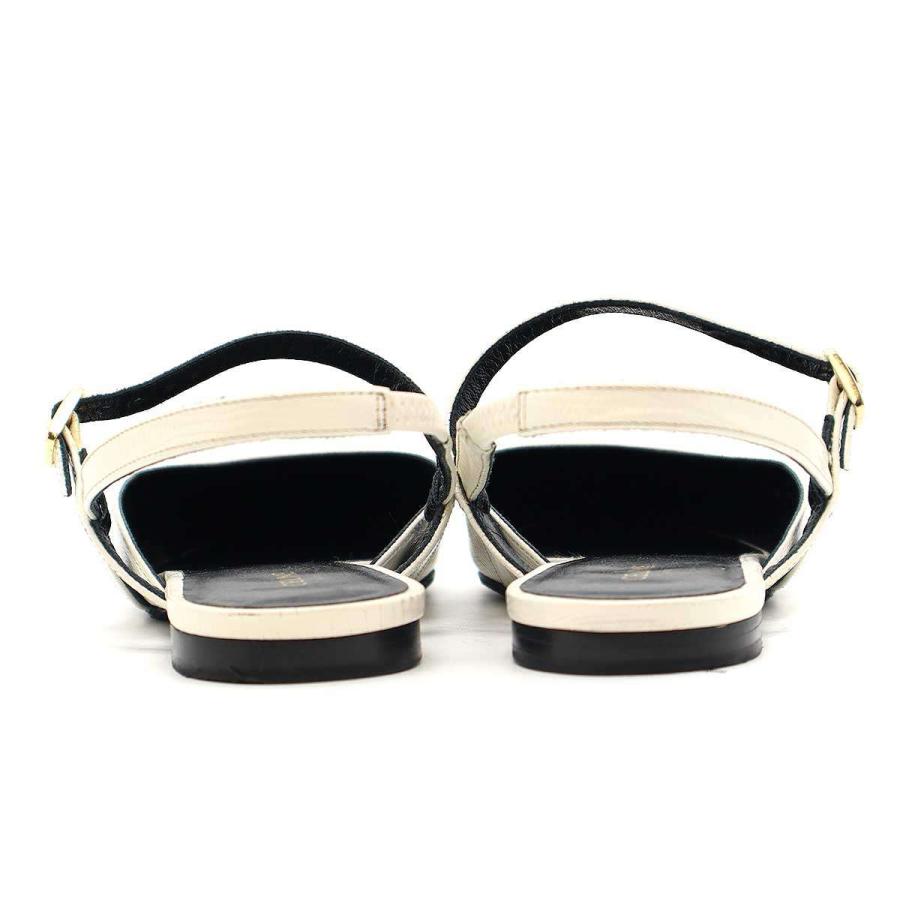 CELINE セリーヌ エンボス ストラップミュールサンダル ホワイト 36  