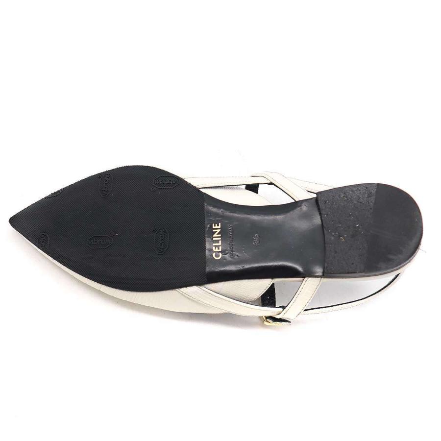 CELINE セリーヌ エンボス ストラップミュールサンダル ホワイト 36  