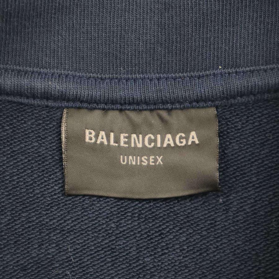 BALENCIAGA - BALENCIAGA バレンシアガ 23AW ダメージ加工クロップドスウェットトレーナー 767887 TPVK7 ブルー S BALENCIAGA バレンシアガ 23AW ダメージ加工クロップドスウェット