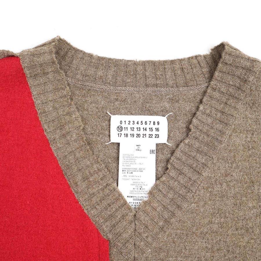 Maison Margiela10 メゾン マルジェラ 21SS 2トーン ニットベスト S50TH0043 S17696 レッド ブラウン L ITJV3L6BA0SO | Maison Margiela | 02