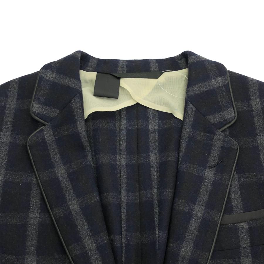 N.HOOLYWOOD エヌハリウッド レザーパイピングウールチェックセットアップスーツ 232-JK05 ネイビー 36 N.HOOLYWOOD（エヌハリウッド） レザーパイピングウールチェック