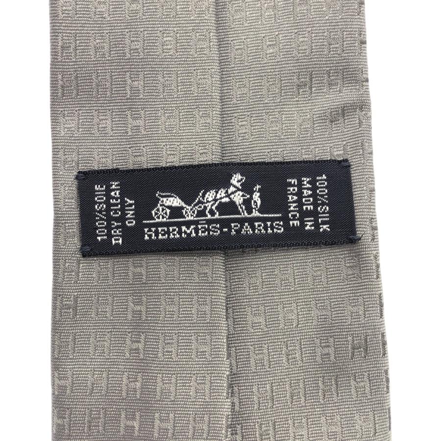 HERMES エルメス ファソネH H刺繍シルクネクタイ グレー ITKDNFX623Z8