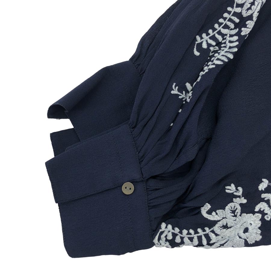 ne Quittez pas ヌキテパ 24AW Moss RAYON Lupinus Embroidery Blouse エンブロイダリーレーヨンブラウス 010142GR4 ネイビー 表記なし NE QUITTEZ PAS!（ヌキテパ） ne Quittez pas 24AW Moss RAYON Lupinus