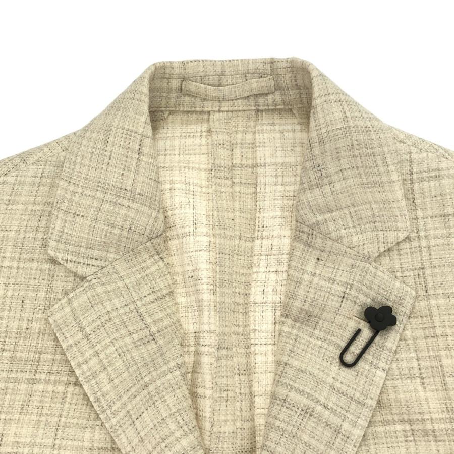 LARDINI ウール シルク リネン チェックジャケット 48 ラルディーニ