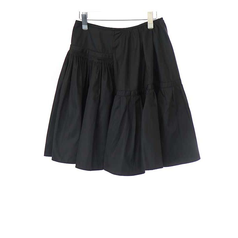 PRADA プラダ ナイロンプリーツフレアスカート 42 ブラック 