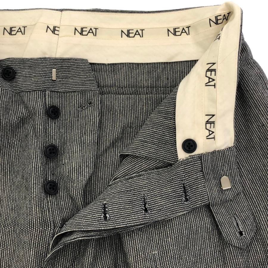 NEAT ニート ストライプ2タックコットンスラックスパンツ グレー NEAT ニート ストライプ2タックコットンスラックスパンツ グレー