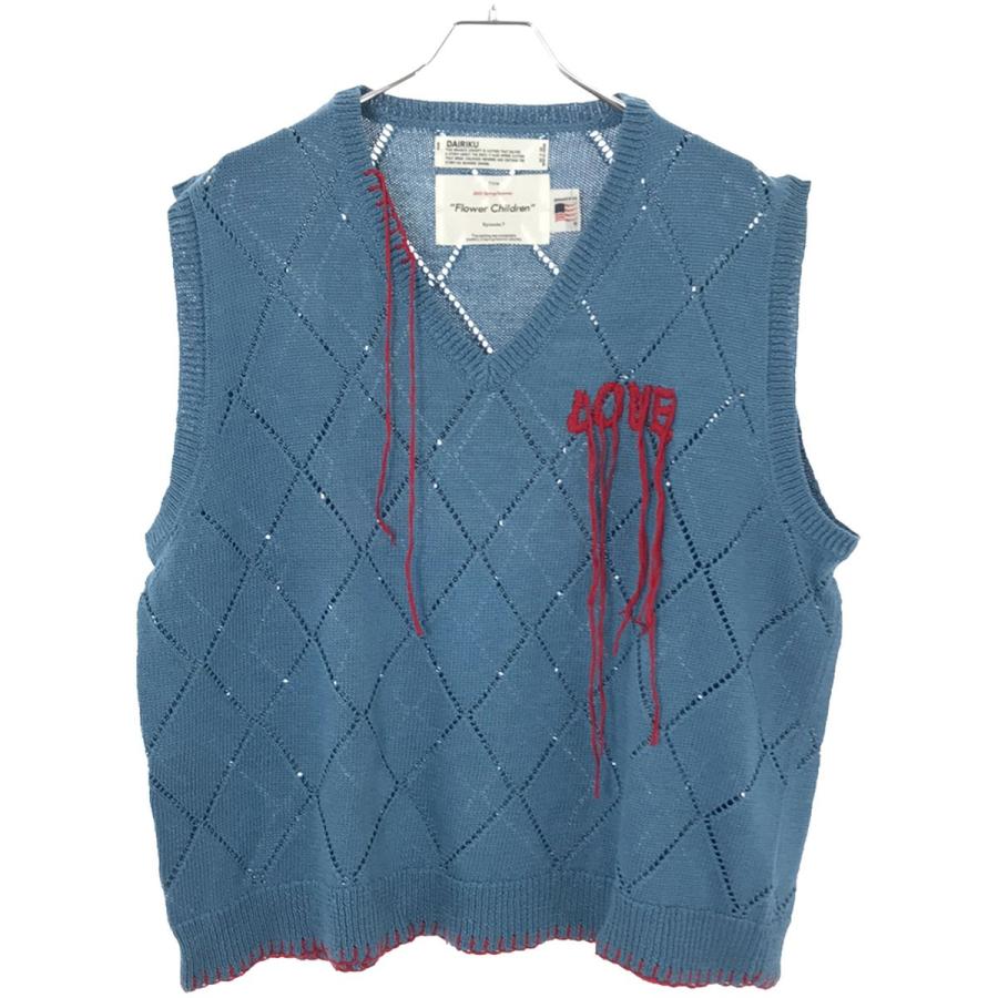 DAIRIKU ダイリク 21SS OVE Hand Embroidery Argyle Knit Vest エン 