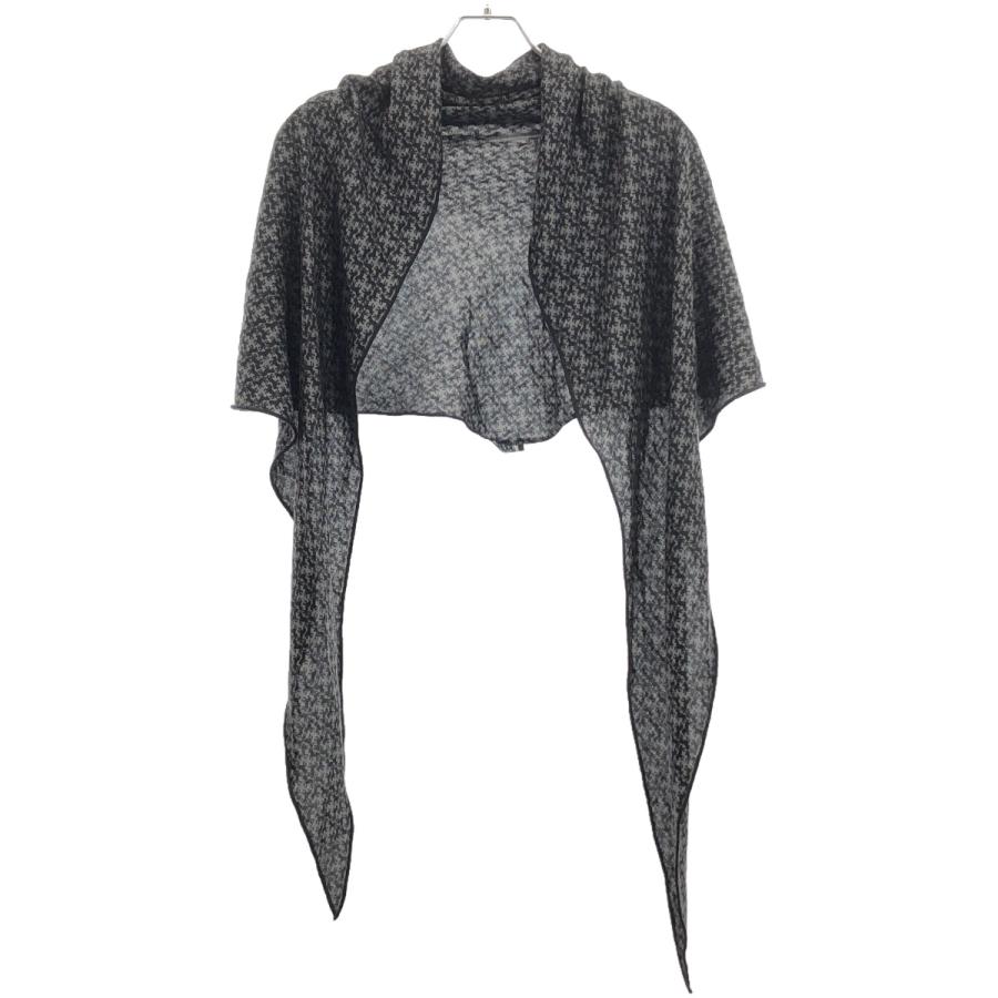 HERMES エルメス カシミヤシルク 総柄ショール ストール チャコール  