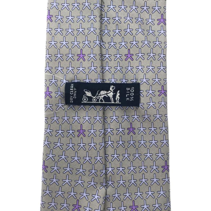 HERMES エルメス 総柄シルクネクタイ グレー系 サイズ：F