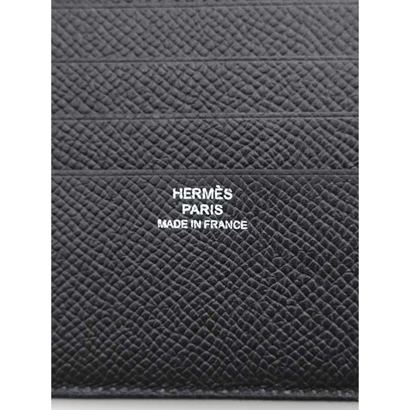 HERMES エルメス 2016年製 X刻印 MC2 二つ折りレザーウォレット 財布 ブラック  ITMAL7D82QIG｜modescape｜05