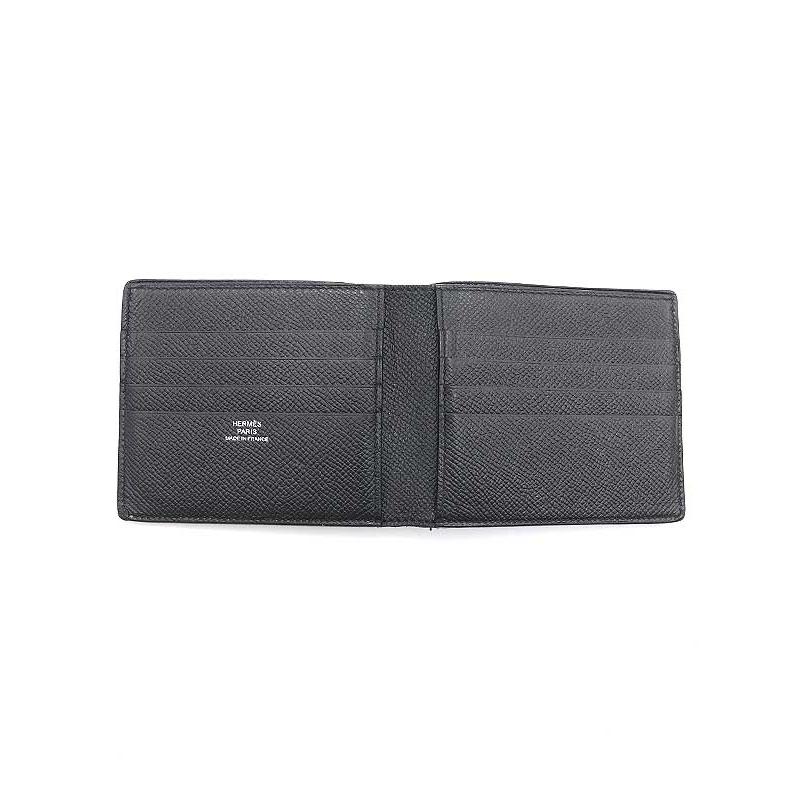 HERMES エルメス 2016年製 X刻印 MC2 二つ折りレザーウォレット 財布 ブラック  ITMAL7D82QIG｜modescape｜06