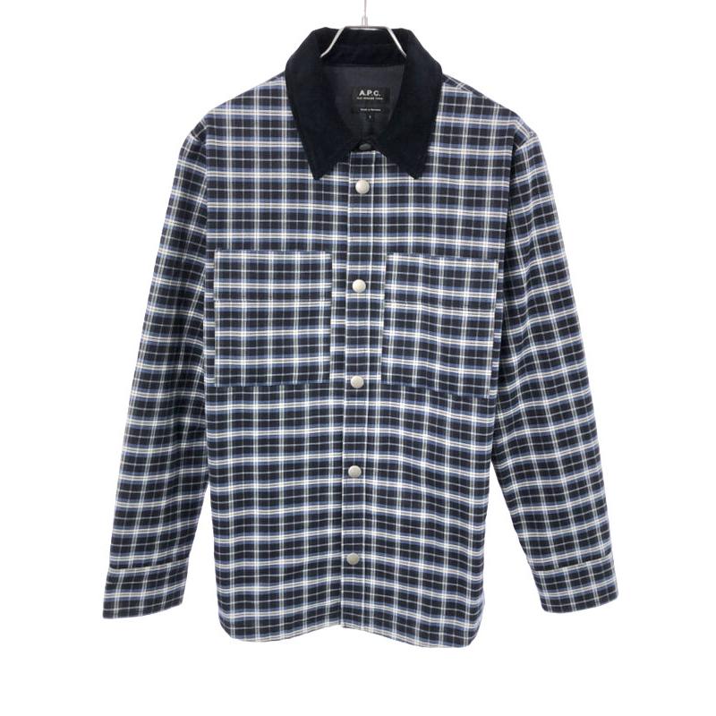 A.P.C アーペーセー 襟コーデュロイチェック柄シャツジャケット