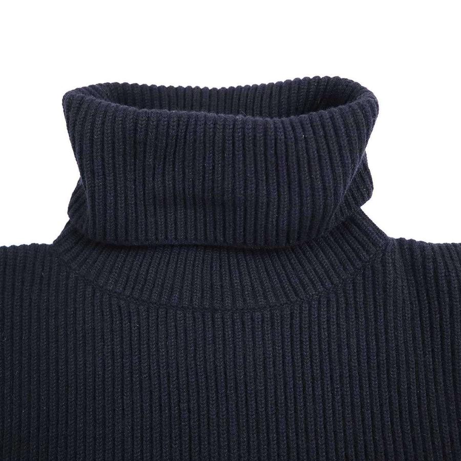 THE ROW - THE ROW ザ ロウ Emmit カシミヤニットカラー 7738 F377 ネイビー 1SZ THE ROW ザ ロウ Emmit カシミヤニットカラー 7738 F377