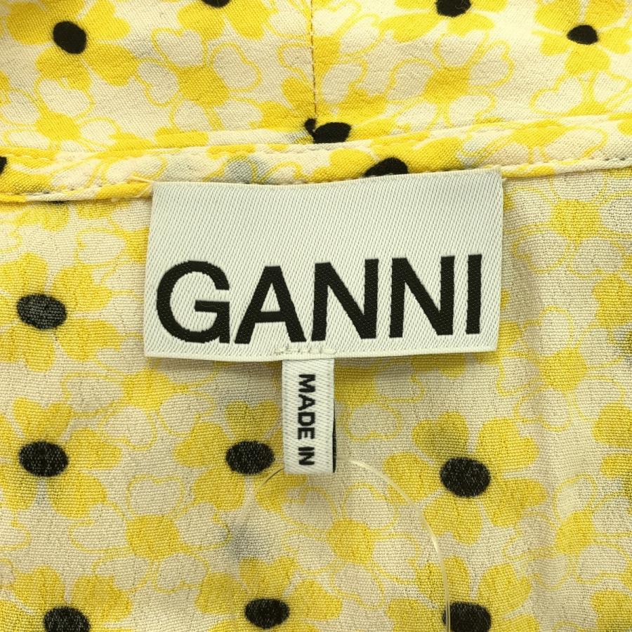 GANNI（ガニー） レーヨンフラワー ベルテッドワンピース イエロー 36