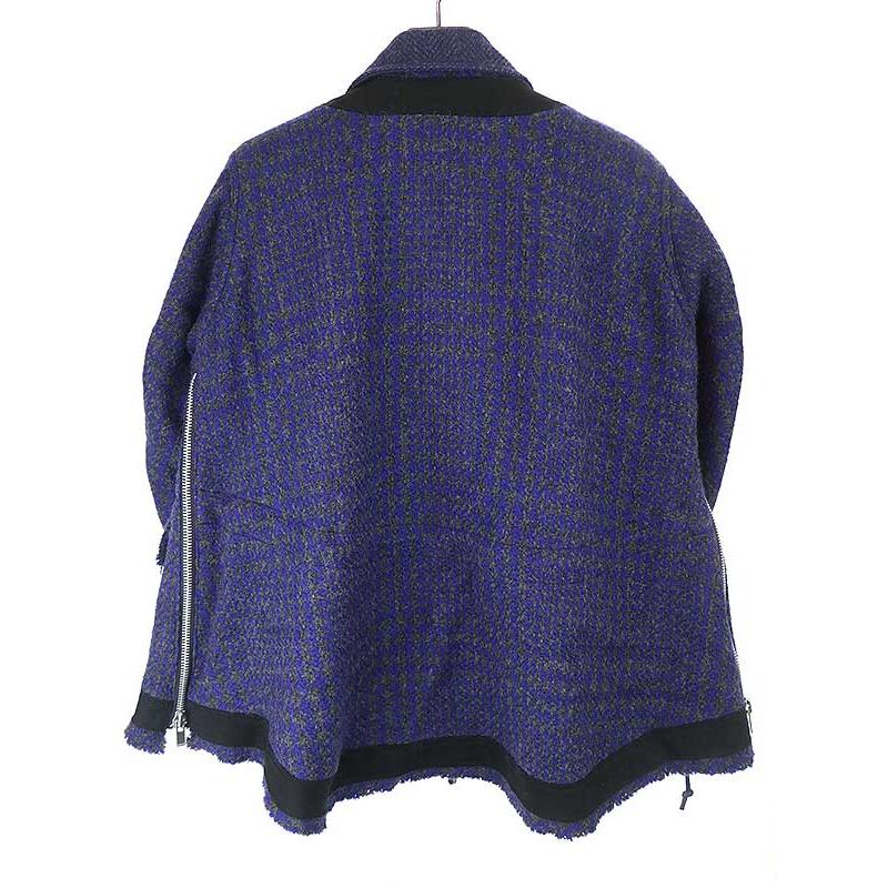 sacai（サカイ） 19AW ツイードウールレイヤードライダースジャケット