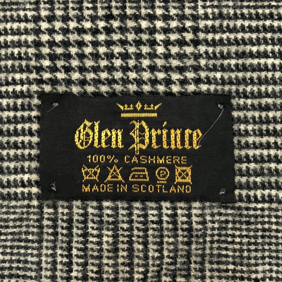 Glen Prince グレンプリンス グレンチェック カシミヤフリンジマフラー  グレー Glen Prince（グレンプリンス） グレンチェック カシミヤフリンジ