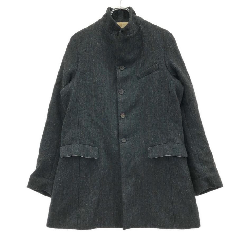 【着画有】Bergfabel バーグファベルVirginwoolネイビー　コート BERGFABEL（バーグファベル） ツイードストライプコート ネイビー系