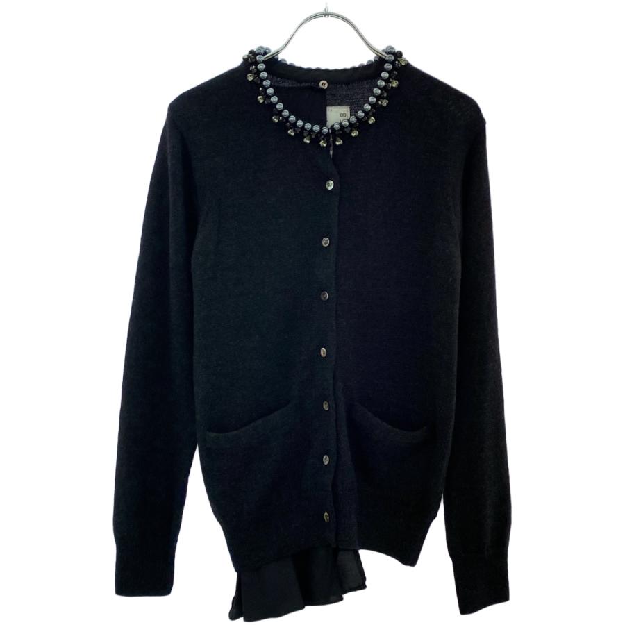 sacai サカイ　パールビジュー装飾ニットカーディガン　ネイビー sacai サカイ 11AW パールビジュー装飾ニットカーディガン 11-01458