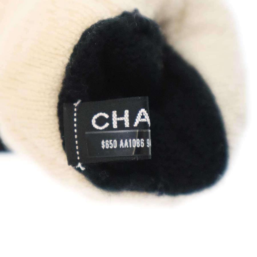CHANEL シャネル レザー 手袋 ココマーク バイカラー ブラック ホワイト CHANEL シャネル ココマーク バイカラーグローブ 手袋 ホワイト