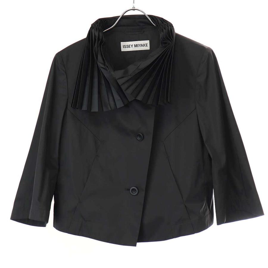 【極美品】ISSEY MIYAKE 11ss プリーツジャケット ブラック ISSEY MIYAKE（イッセイミヤケ） 11SS プリーツカラーナイロン