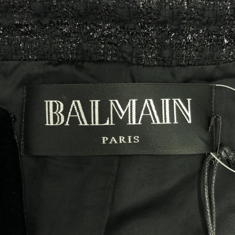 バルマン BALMAIN ニットジャケット ブラック サイズ感M相当 美品 BALMAIN（バルマン） BALMAIN Paris バルマンパリ ツイードジャケット