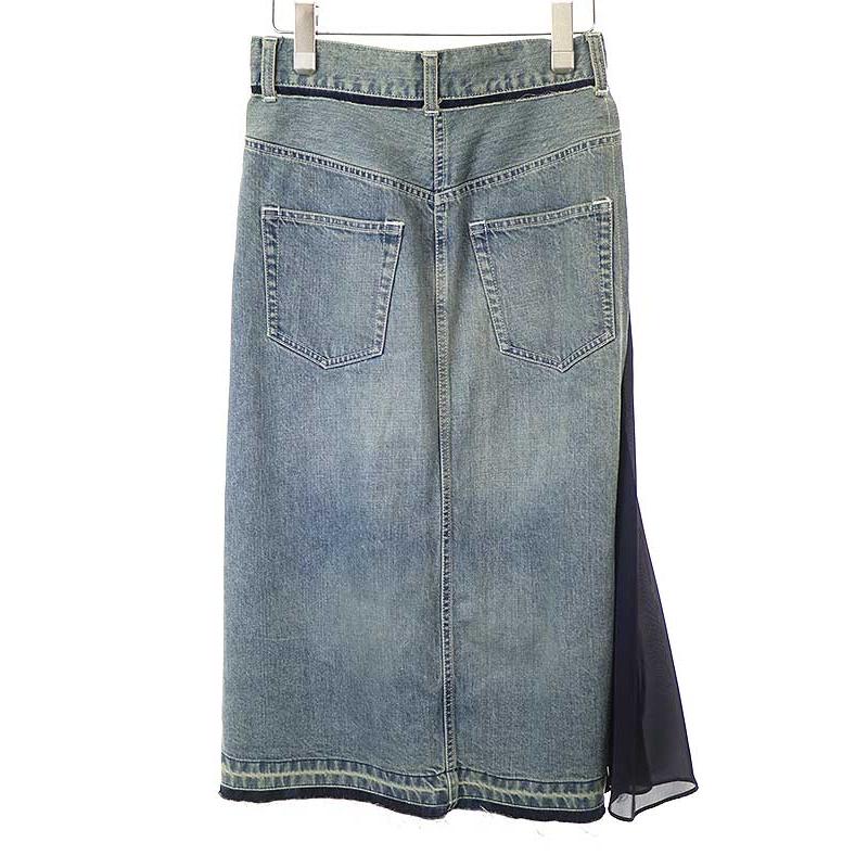 sacai サカイ 21SS 切替 デニムラップスカート インディゴ 0 21 sacai サカイ 21SS 切替 デニムラップスカート インディゴ 0 21