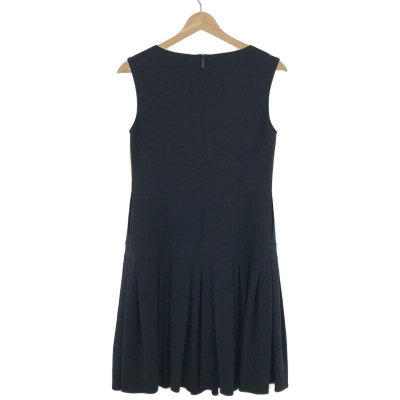 Rene ルネ 白襟 ワンピース ストレッチ ネイビー 膝丈 36 洗濯可