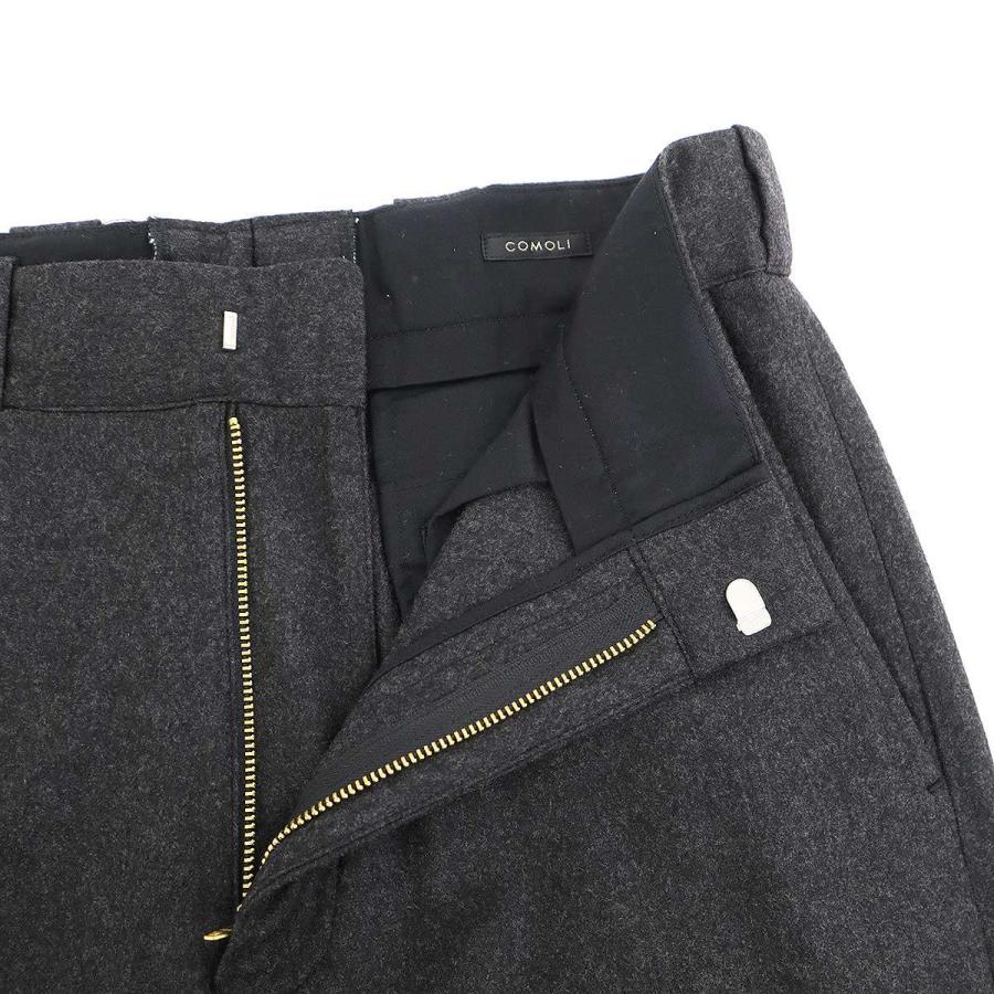 COMOLI 24aw コモリ ウールフラノパンツ スラックス チャコール 2 COMOLI（コモリ） 24AW ウールフラノスラックスパンツ A03-03022