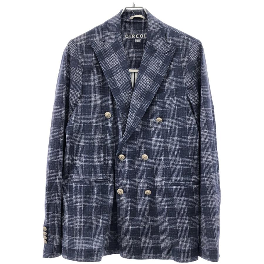 チルコロ メンズ ダブル ジャケット チェック 青系 44 【公式通販】