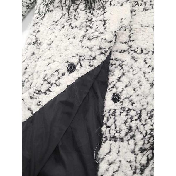 AINEA アイネア 16AW フェザー付きツイードコート ホワイト 40 
