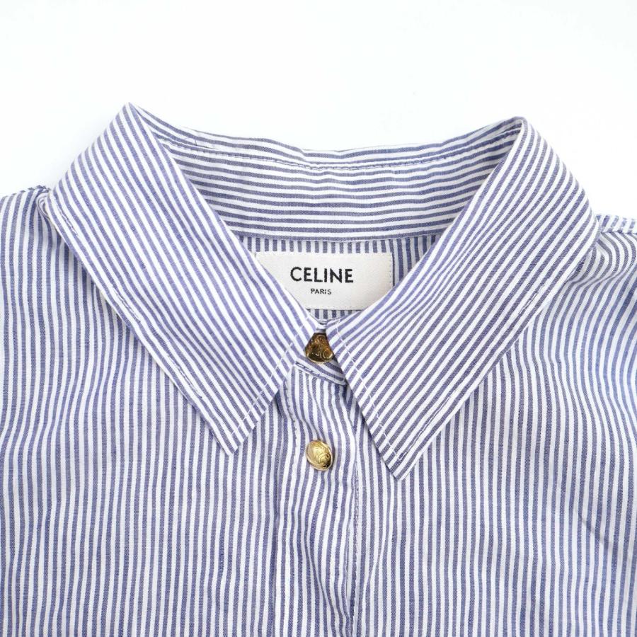 CELINE（セリーヌ） 23SS コットンリネン ストライプブラウスシャツ