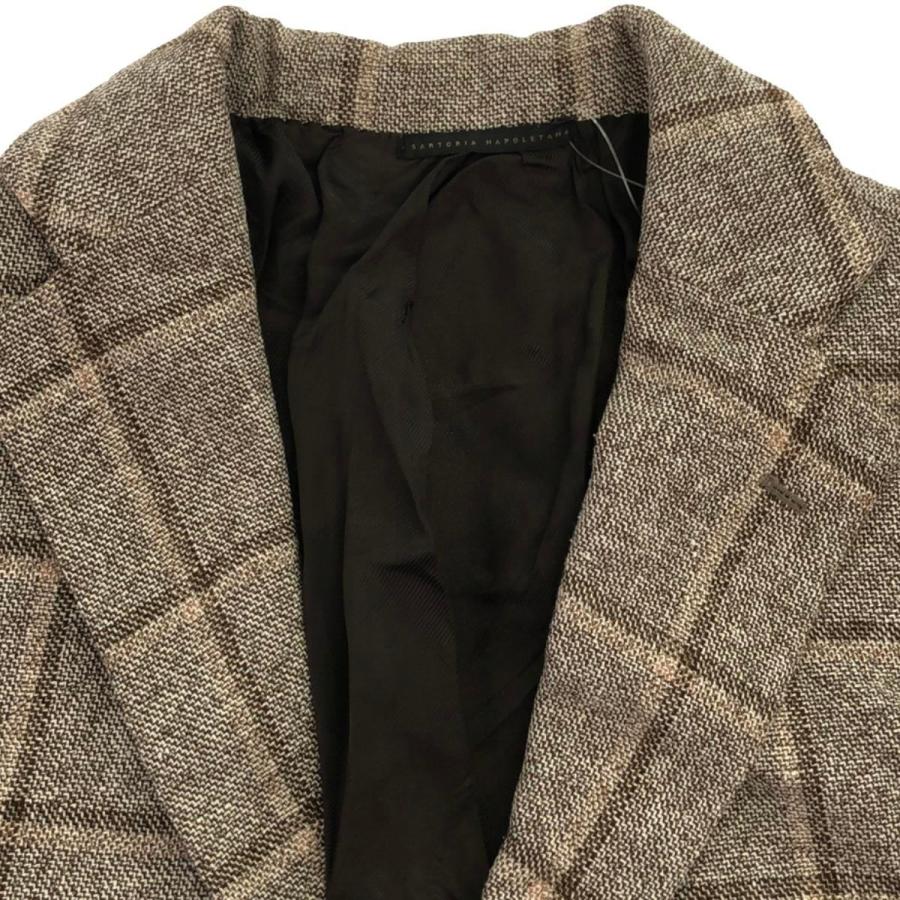 De Petrillo（デペトリロ） チェック柄テーラードジャケット ブラウン