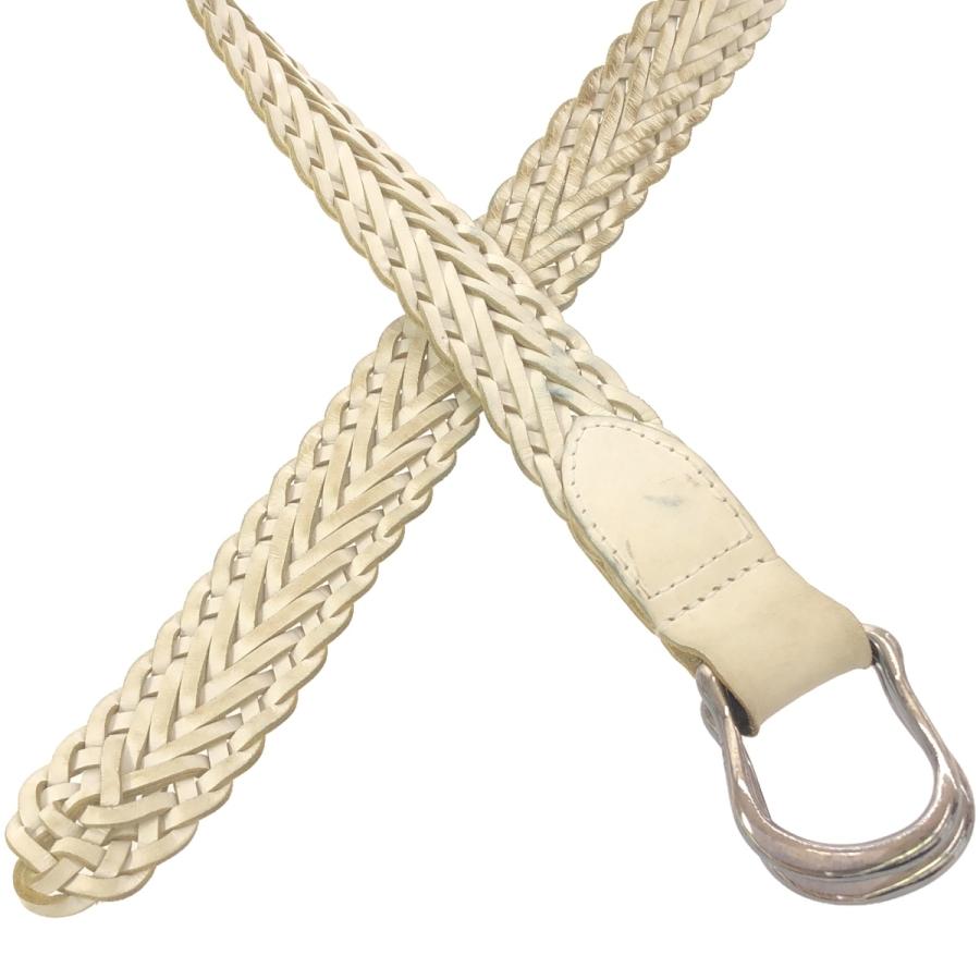 希少レア】 AKM レザーベルトホワイトメッシュ編込 エイケイエム